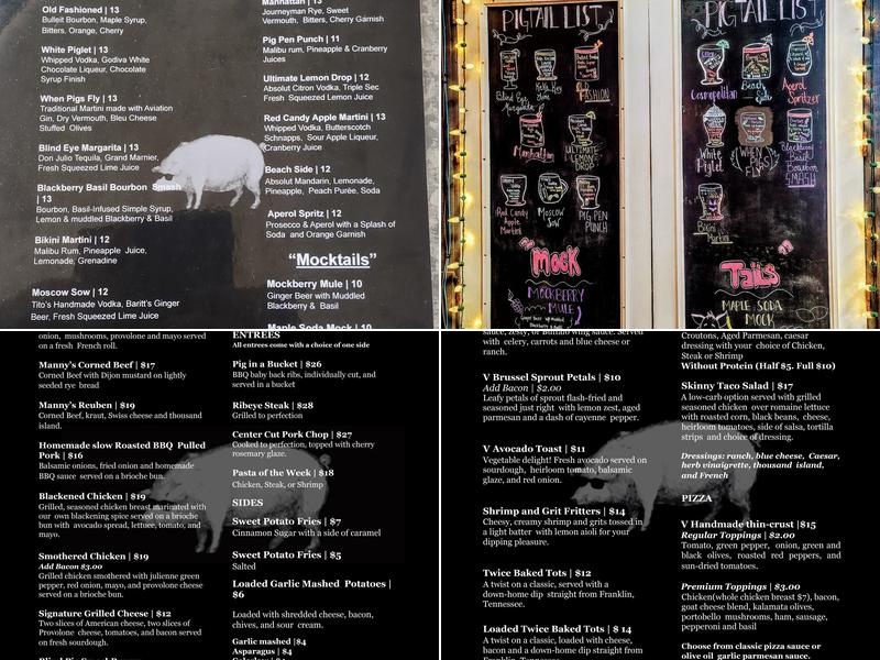 Blind Pig Tavern & Grill Menu
