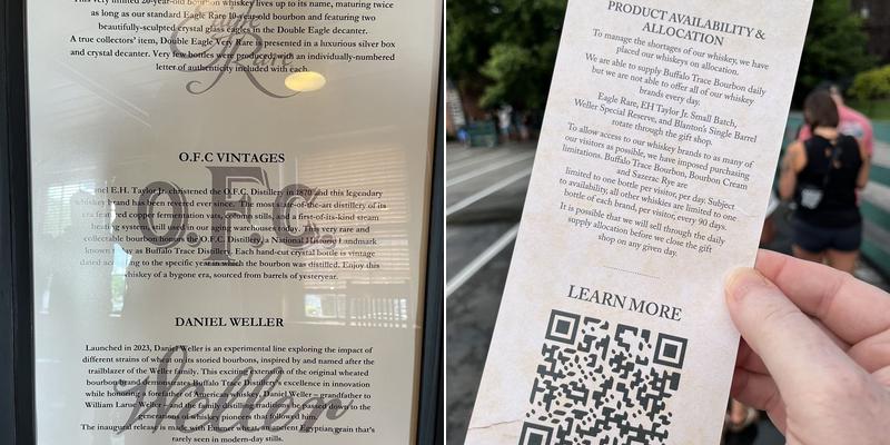 Buffalo Trace Distillery Menu