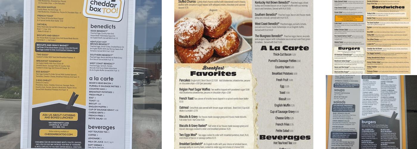 Cheddar Box Too Menu