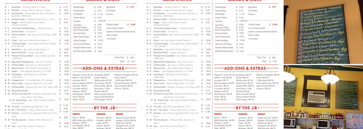 Carl's Deli Menu