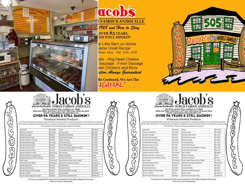 Jacob's World Famous Andouille Menu