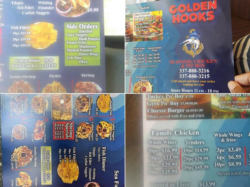 Golden Hooks Menu
