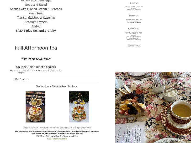 The Kate Pearl Tea Room Menu