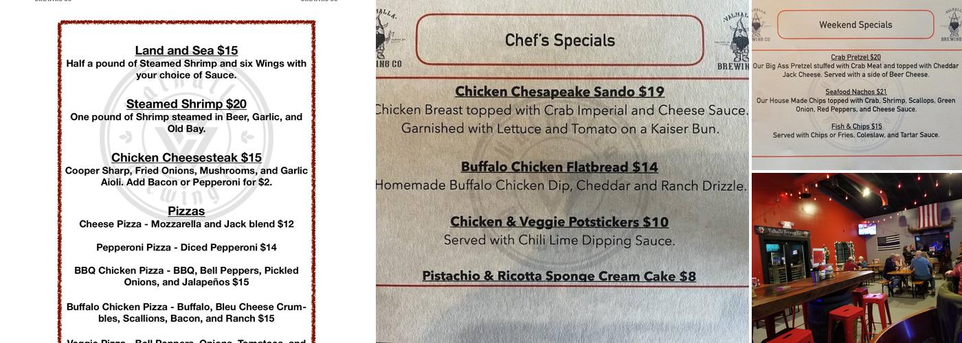 Valhalla Brewing Co Menu