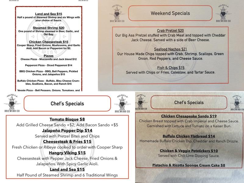 Valhalla Brewing Co Menu