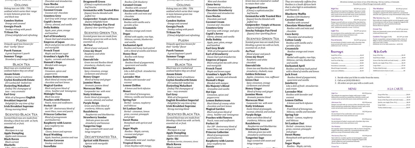 Tea by Two Menu