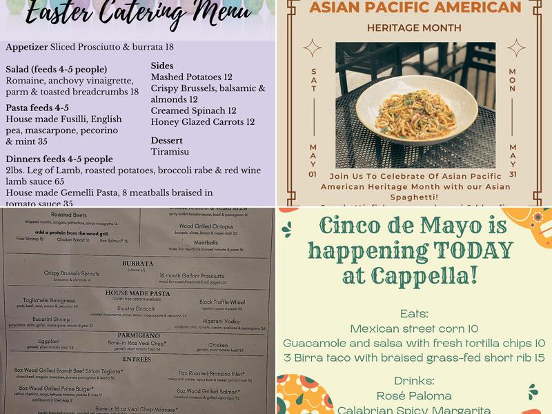 Cappella Restaurant Menu