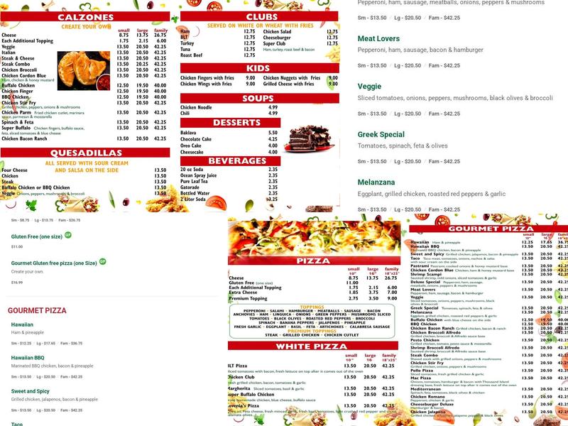 Grand Slam Pizza & Roast Beef Menu