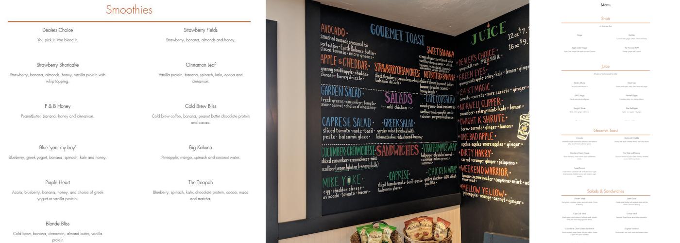 PRESS Juice Bar Menu