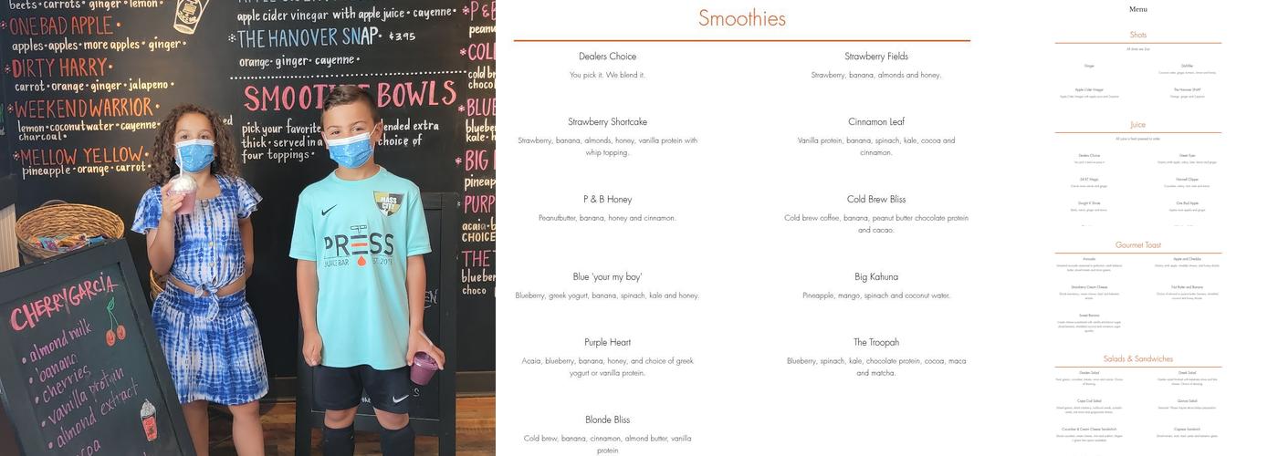PRESS Juice Bar Menu
