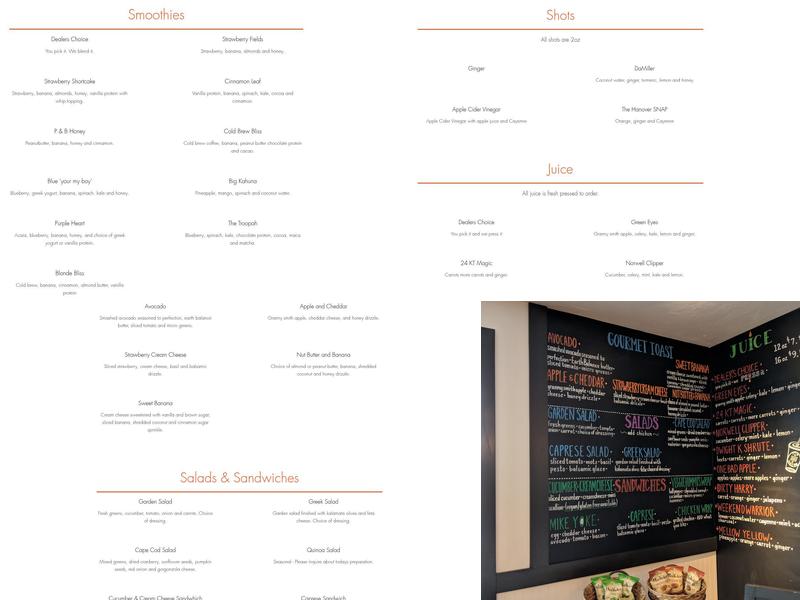 PRESS Juice Bar Menu