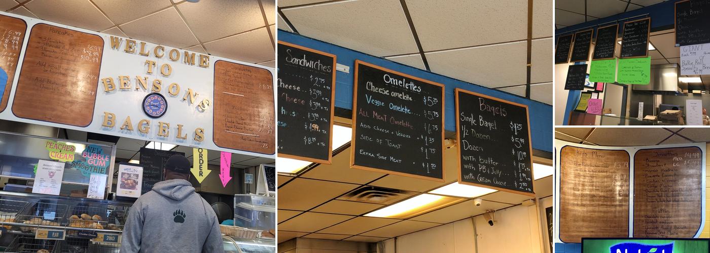 Benson's Bagels Menu