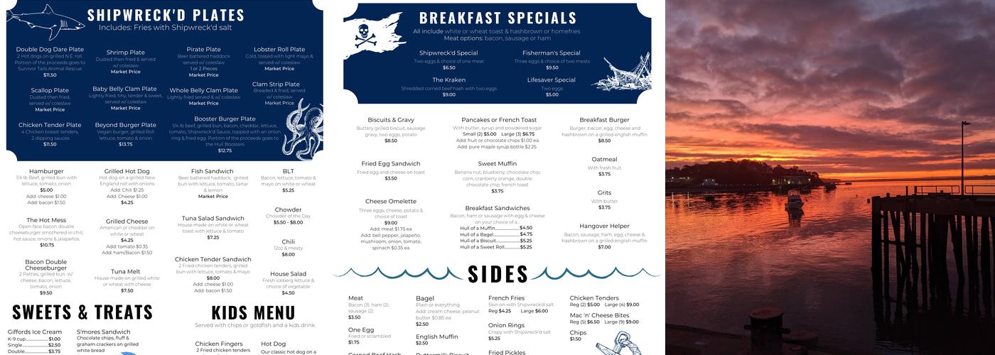 Pemberton Pier Menu