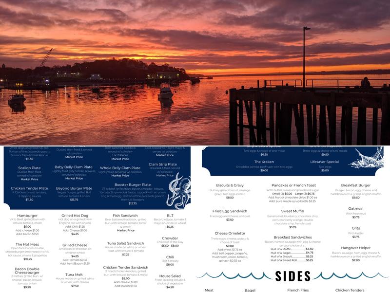 Pemberton Pier Menu