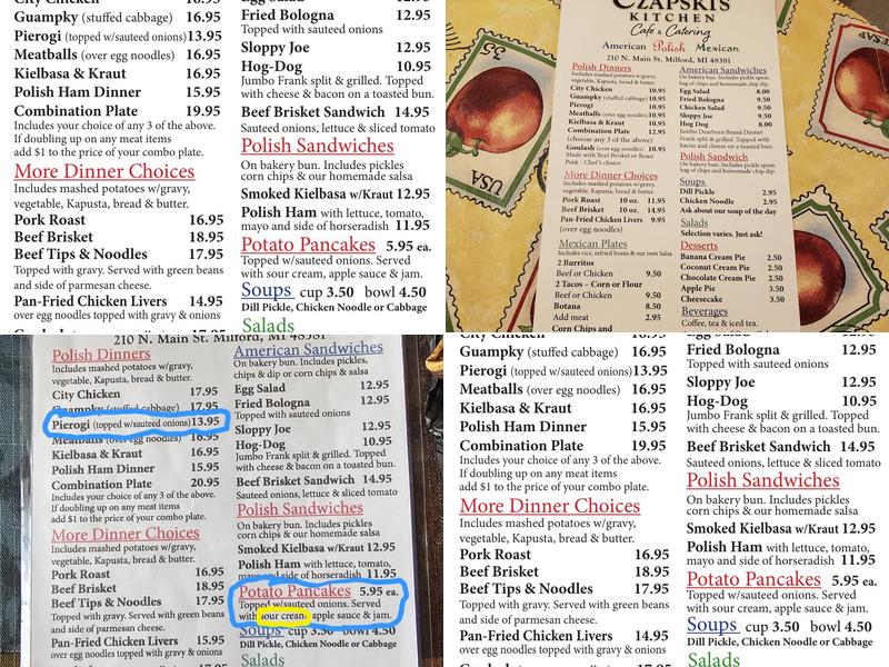 Czapski's Kitchen Cafe & Catering Menu