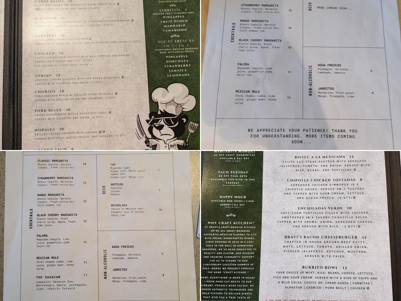 Bravi’s Craft Mexican Kitchen Menu