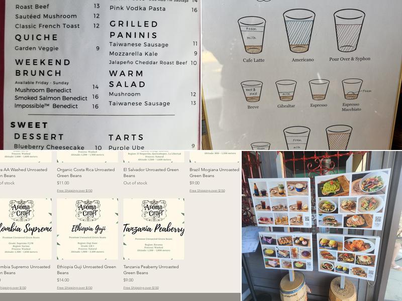 Aroma Craft Coffee Menu