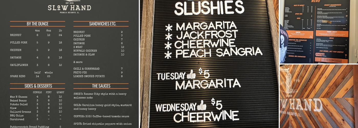 Slow Hand Craft BBQ Menu