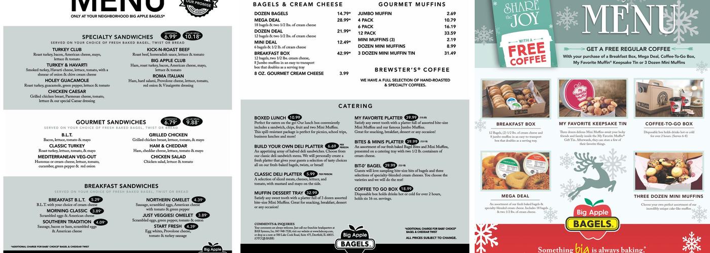 Big Apple Bagels Menu
