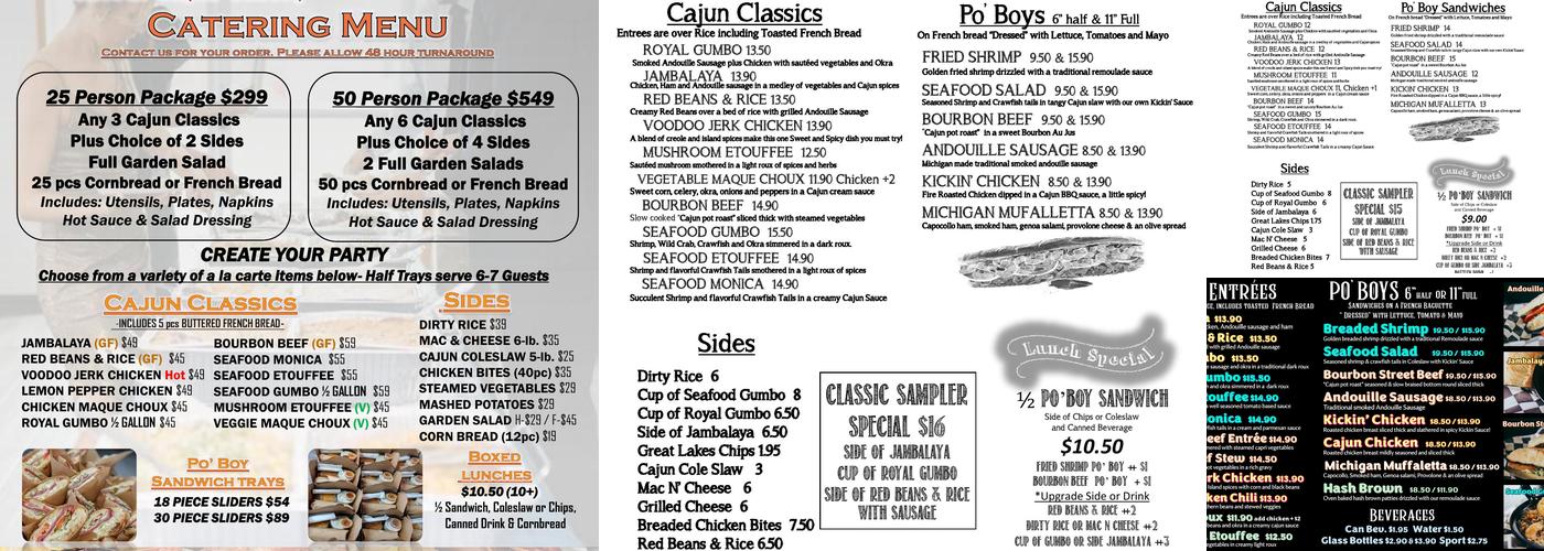 Nola Roux #1 St Joe. Menu