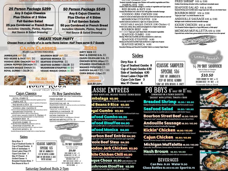 Nola Roux #1 St Joe. Menu