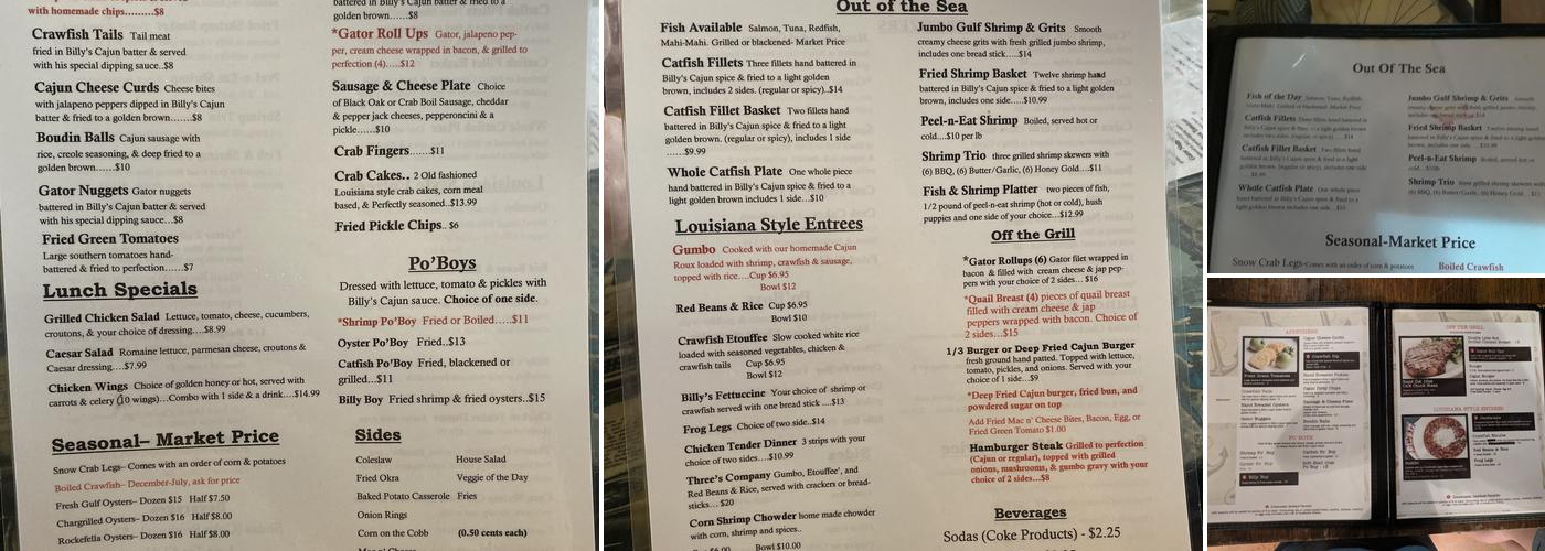 Crossroads Seafood Menu