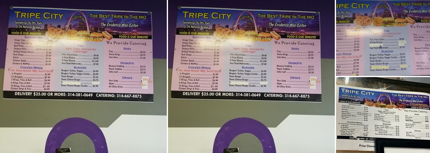 Tripe City Menu