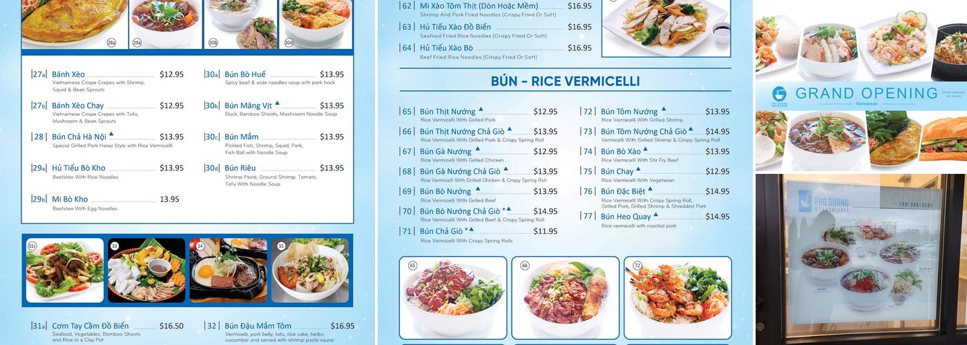 Pho Duong Banh Mi & More Menu