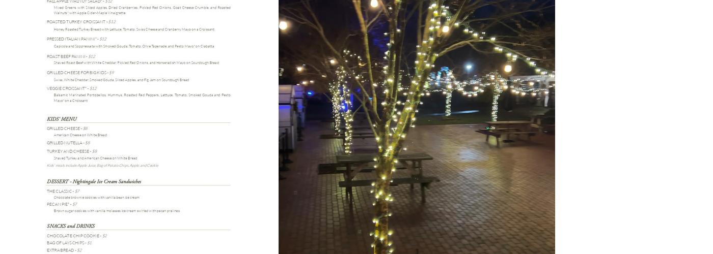 Veritas Vineyards and Winery Menu