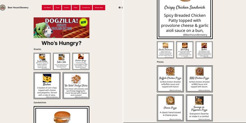 Beer Hound Brewery Menu