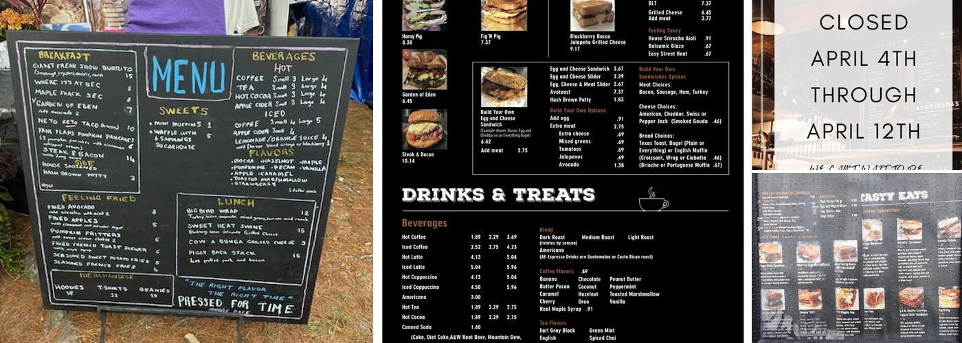 Pressed For Time Mobile Cafe Menu