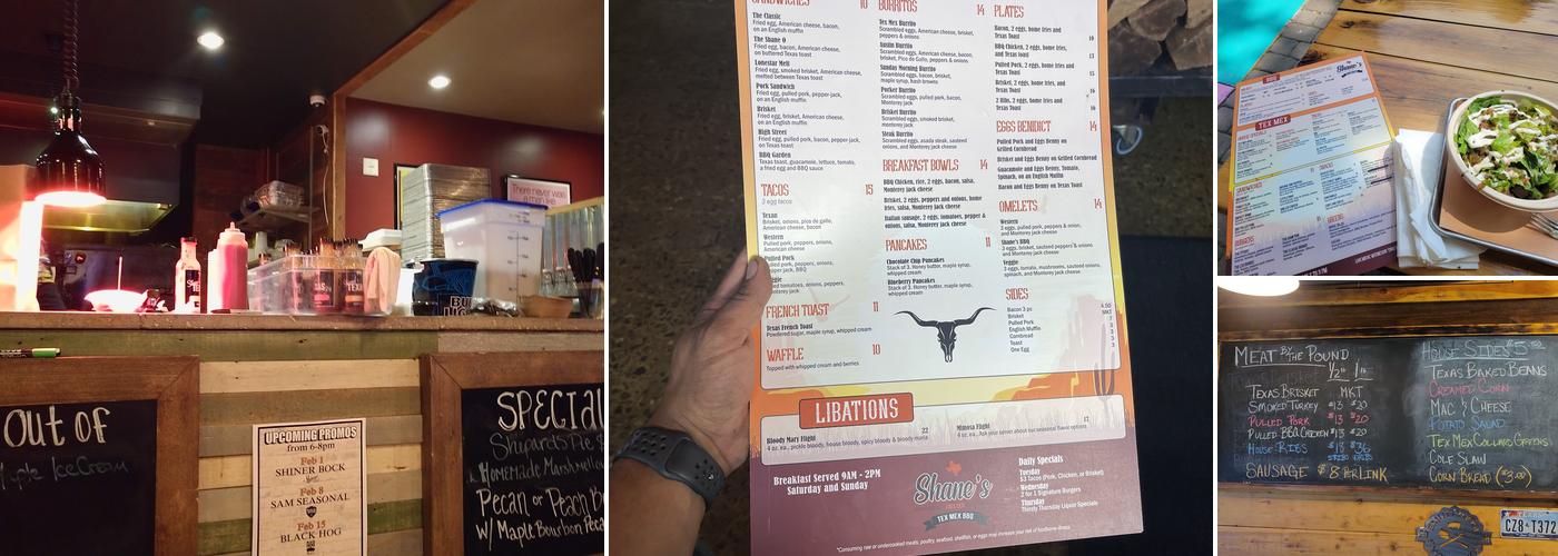 Shane's Texas Pit Menu