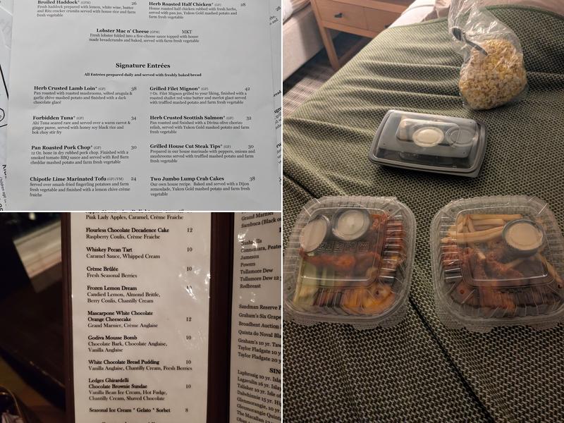 Ledges Restaurant at The White Mountain Hotel Menu