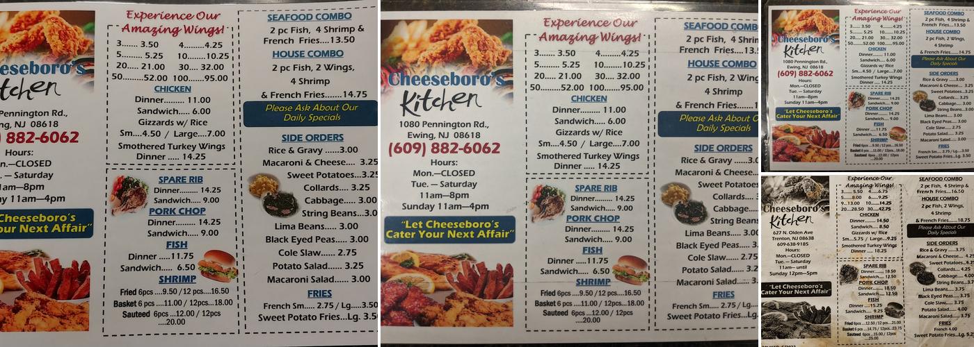 Cheeseboro's Kitchen Menu
