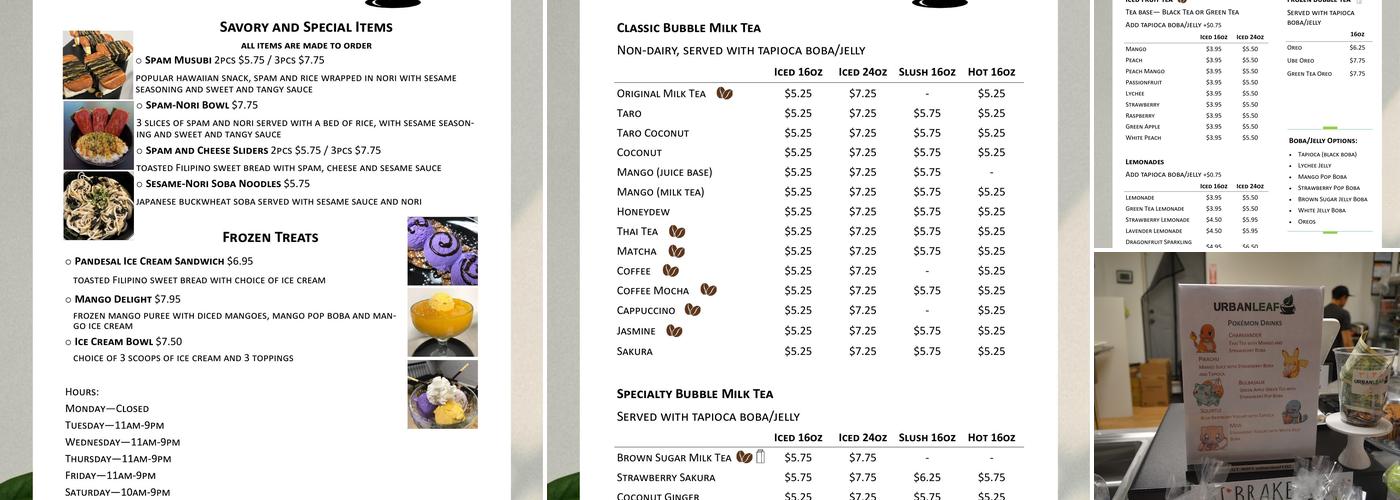 Urban Leaf Cafe Menu