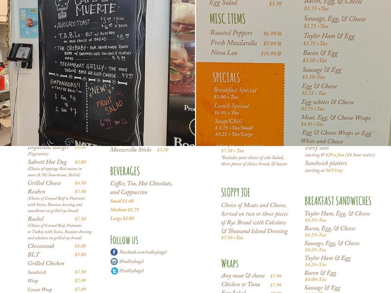 Valley Bagel & Deli Menu