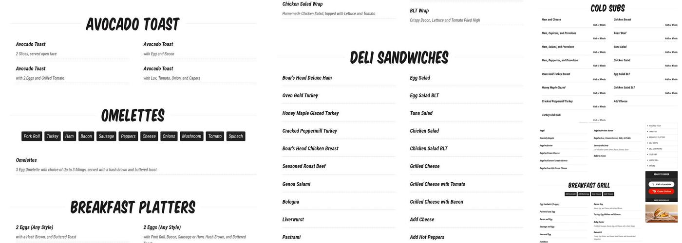 Corner Bagelry of Wall Township Menu