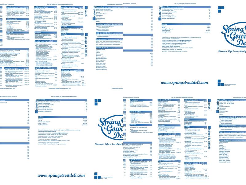 Spring Street Gourmet Deli Menu