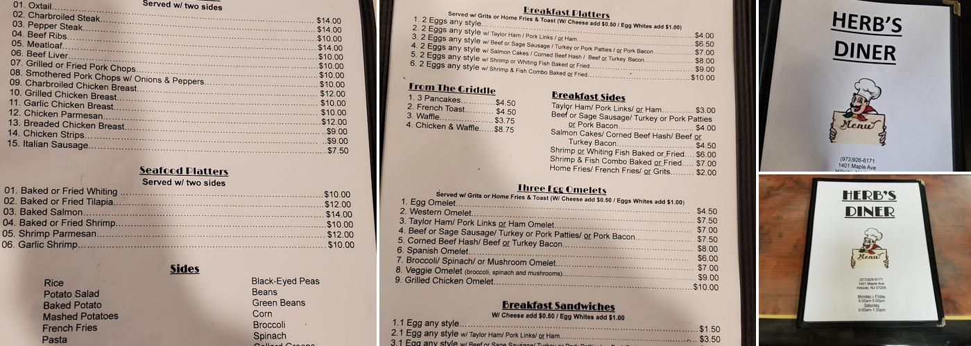 Herb's Diner Menu