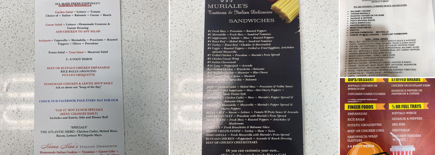 Muriale's Trattoria & Italian Delicacies Menu