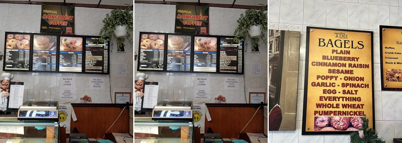 Old Time Bagels Menu