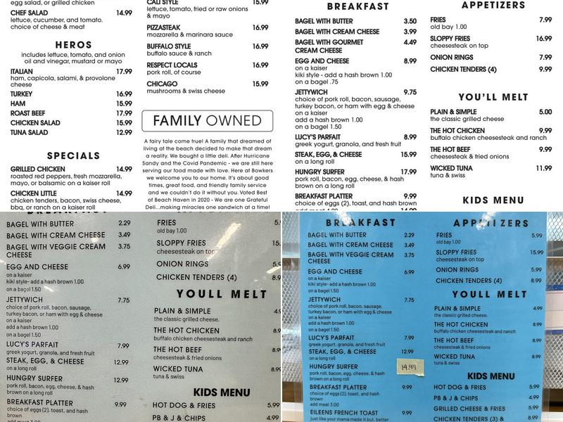 Bowker's South Beach Grill Menu