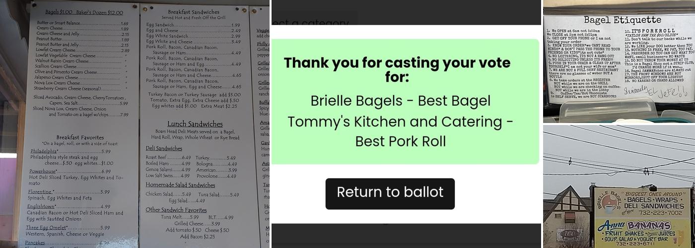 Brielle Bagels Menu