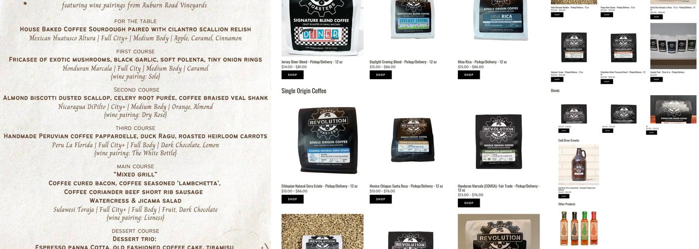 Revolution Coffee Roasters Menu