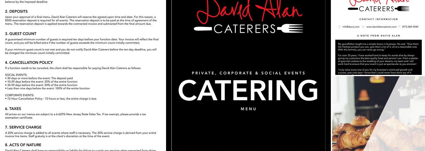 David Alan Caterers Menu