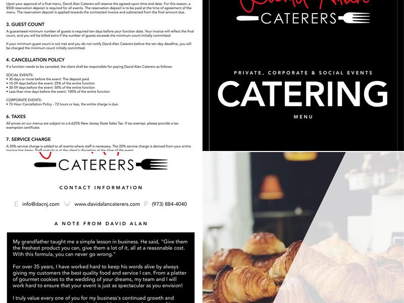 David Alan Caterers Menu