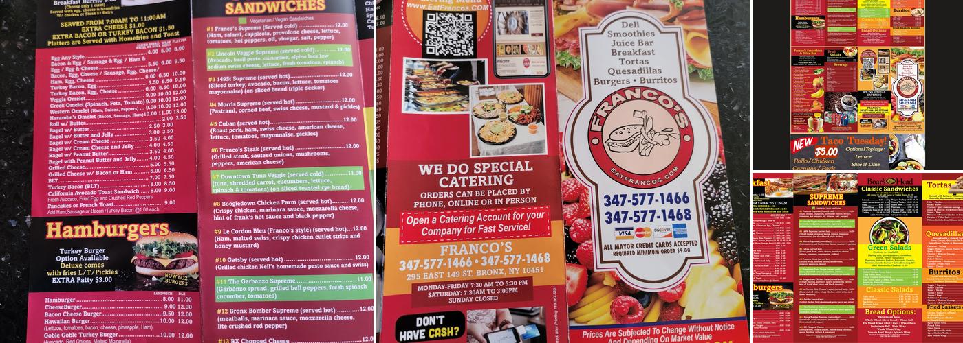 Franco's Menu