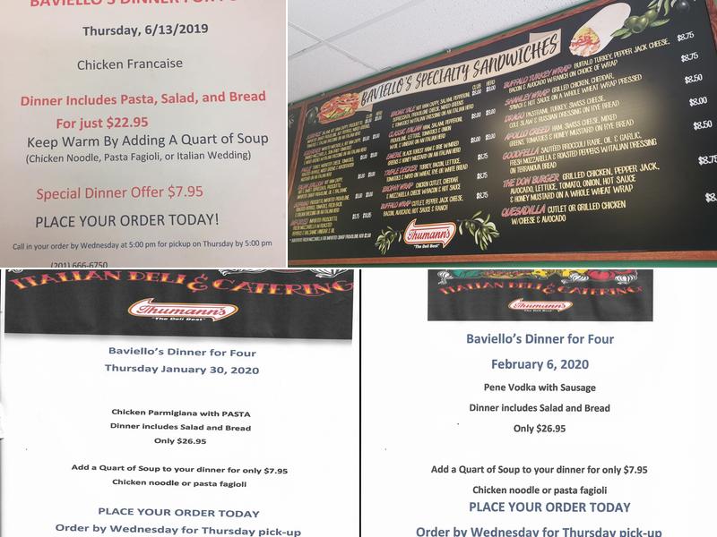 Baviello Italian Deli Menu