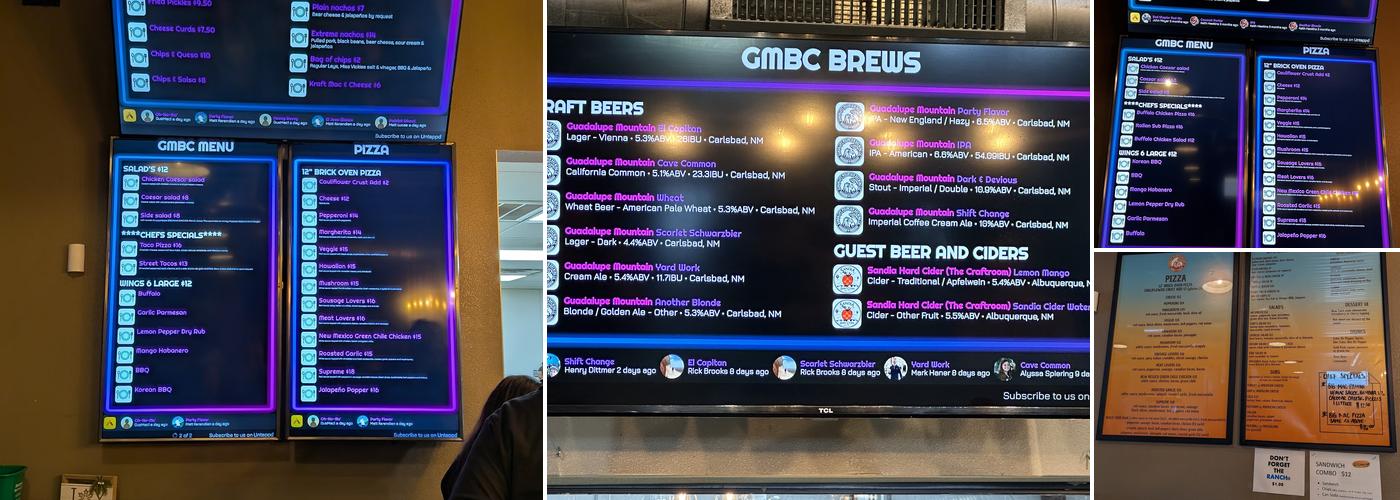 Guadalupe Mountain Brewing Co Menu