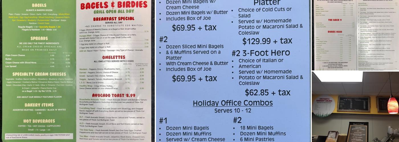Bagel Factory Menu